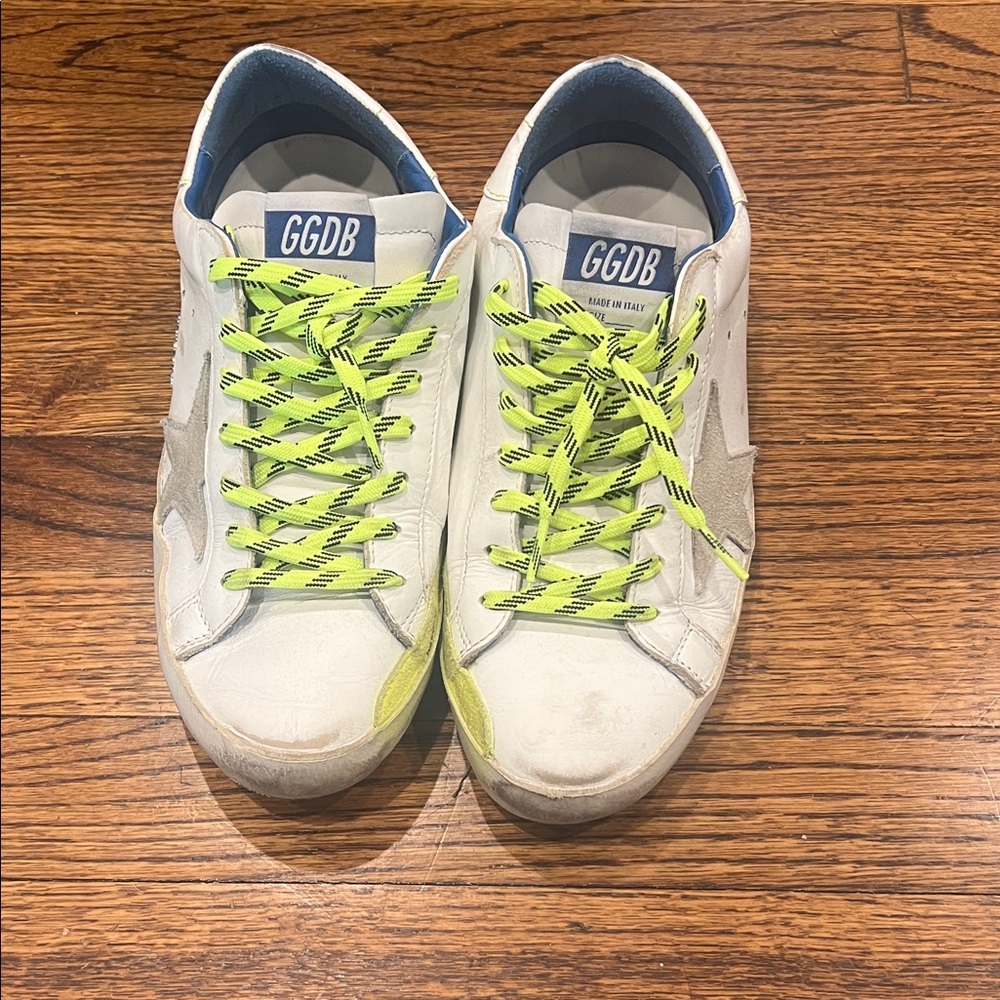 Golden goose White and Neon yellow superstar Sneakers